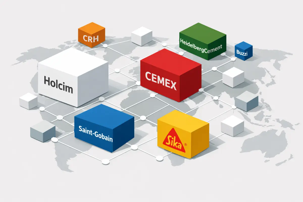 展示全球建筑材料公司互联网络的抽象等距图